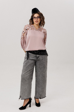 Блуза Anelli 1790 пудровая_вуаль - фото 3