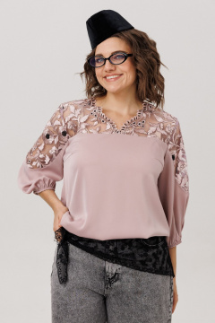 Блуза Anelli 1790 пудровая_вуаль - фото 2