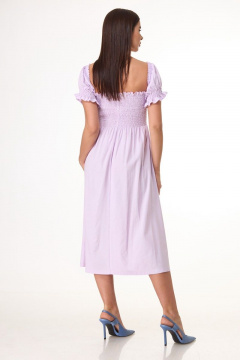 Вискозное платье с эластичным лифом и короткими рукавами Anelli 1032 лаванда - фото 4