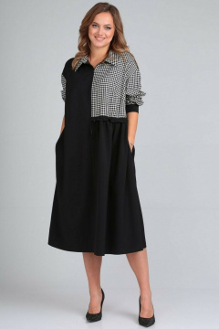 Платье TVIN 7764 черный_клетка - фото 1
