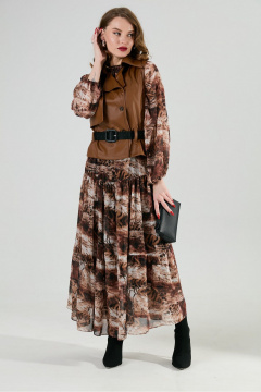 Жилет, платье, ремень NikVa 1022-1 шоколад и тигровая абстракция - фото 2