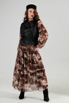 Жилет, платье, ремень NikVa 1022-2 чёрный и тигровая абстракция - фото 5