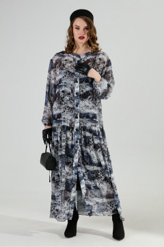 Жилет, платье, ремень NikVa 1024-1 чёрный и серая абстракция - фото 4