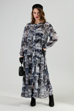 Жилет, платье, ремень NikVa 1024-1 чёрный и серая абстракция - фото 3