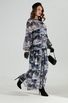 Платье NikVa 1028-1 серая абстракция - фото 2