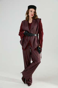 Блуза, брюки, жилет NikVa 1031-1 бордо - фото 1