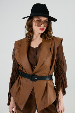 Блуза, брюки, жилет NikVa 1031-2 шоколад - фото 5