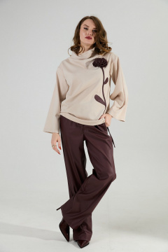 Брюки, джемпер NikVa 922-9 капучино и бордо - фото 5