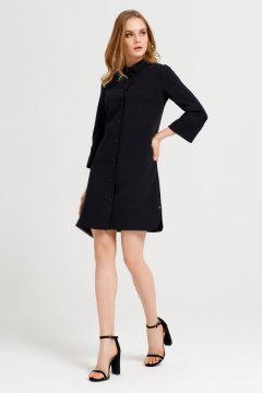 Платье деловое прямого кроя с карманами из текстиля Панда 47780z черный - фото 1