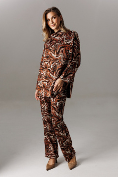 Блуза, брюки Ларс Стиль 1195 шоколадно-молочный - фото 3