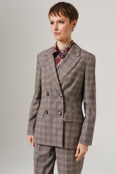 Жакет Nelva 1889 бежево-коричневая клетка - фото 1