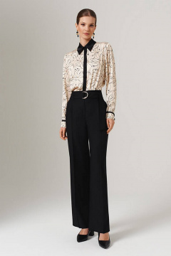 Блуза Nelva 23109 кремово-черный принт - фото 2