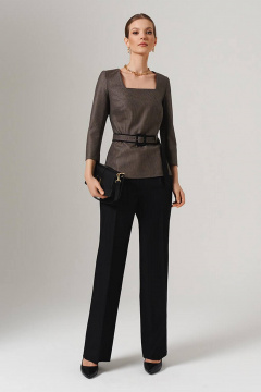 Блуза Nelva 23127 черно-бежевый - фото 2