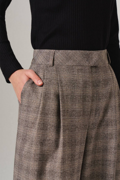 Брюки Nelva 31076 бежево-коричневая клетка - фото 3