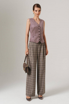Брюки Nelva 31076 бежево-коричневая клетка - фото 1