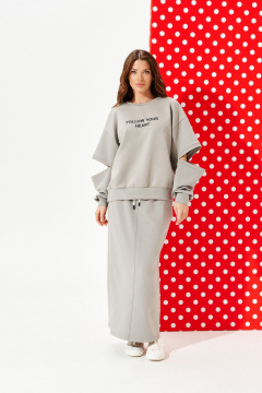 Свитшот, юбка ELLETTO 5326 серый - фото 1