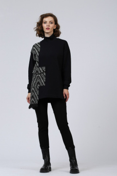 Джемпер Полинушка 664/1 черно-белый зигзаг - фото 1