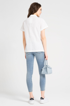 Деловая белая блузка из хлопка с накладным карманом Панда 64540z белый - фото 2