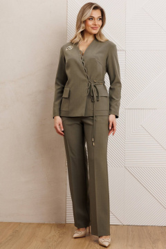 Брюки, жакет Мода Юрс 25-2939 олива - фото 1