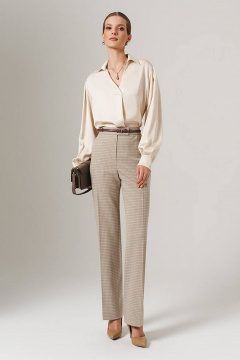Брюки Nelva 31091 бежево-оливковый клетка - фото 1