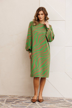 Платье Gizart 7385/1 бежево-зеленый - фото 4