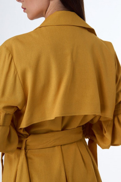 Платье-тренч из льняной ткани с классическим дизайном Anelli 1029 янтарь - фото 3