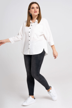 Летняя белая блузка с дизайнерской вышивкой и кокетками Панда 31640z белый - фото 1