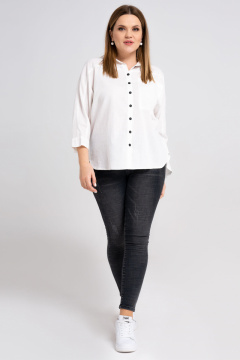 Летняя белая блузка с дизайнерской вышивкой и кокетками Панда 31640z белый - фото 2