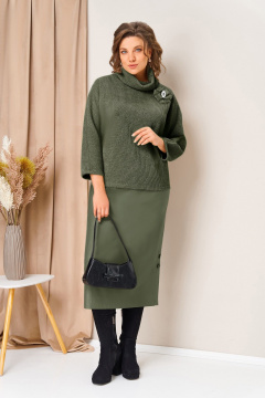 Джемпер, юбка VOLNA 1447 хаки - фото 1