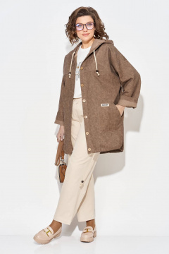 Брюки, куртка Liliana 1509/1507 шоколад+экрю - фото 4