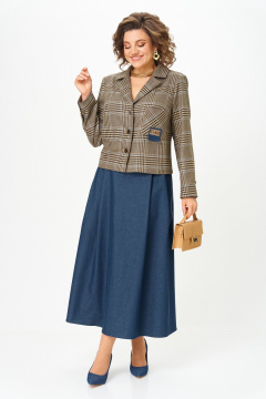 Жакет, юбка Aira Style 24-17А сине-бежевый - фото 2