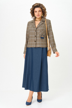 Жакет, юбка Aira Style 24-17А сине-бежевый - фото 1