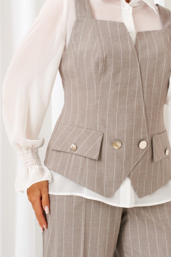 Блуза, брюки, жилет Beautiful&Free 6417 полоска_песочная - фото 5