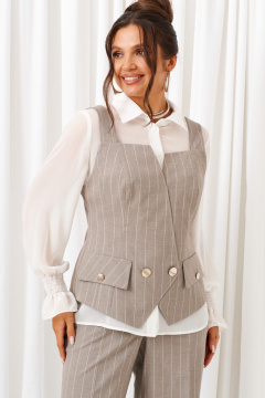 Блуза, брюки, жилет Beautiful&Free 6417 полоска_песочная - фото 4