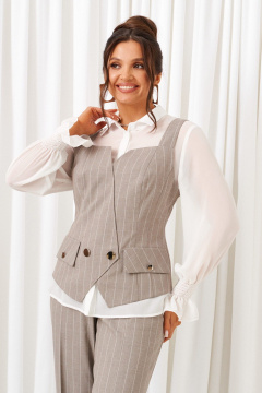 Блуза, брюки, жилет Beautiful&Free 6417 полоска_песочная - фото 3