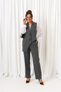 Блуза, брюки, жилет Beautiful&Free 6422 полоска_серая - фото 3