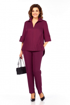 Блуза, брюки Ольга Стиль С-987 бургунди - фото 4