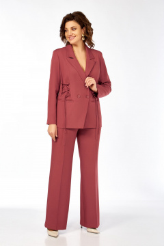 Брюки, жакет Ольга Стиль С-998 приглушенный-коралловый - фото 3