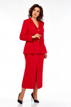 Жакет, юбка Ольга Стиль С-985 красный - фото 1