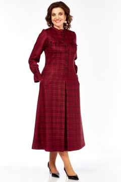 Платье Celentano lite 5078 бордовая_клетка - фото 4