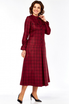 Платье Celentano lite 5078 бордовая_клетка - фото 3