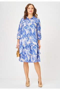 Платье Твой имидж 2349 голубой_с_принтом - фото 3