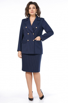 Жакет, юбка Alani Collection 2513 синий_полоска - фото 1