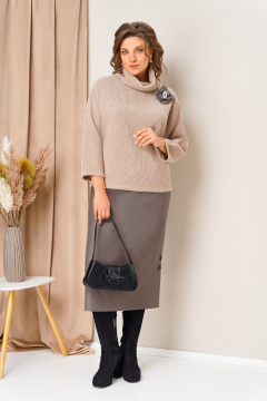 Джемпер, юбка VOLNA 1447 бежевый_капучино - фото 2