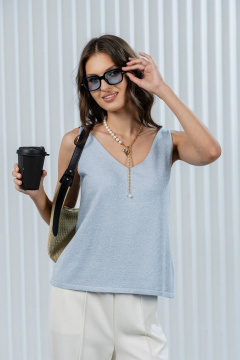 Топ Romgil РВ0385-ХМ2 бледно-голубой, серебро - фото 1