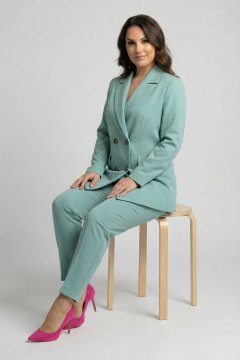 Костюм 2-ка из текстиля с брюками и жакетом AURA otd 9200 шалфей - фото 4