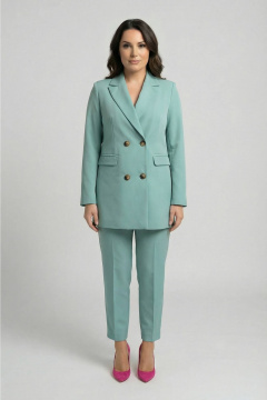 Костюм 2-ка из текстиля с брюками и жакетом AURA otd 9200 шалфей - фото 3