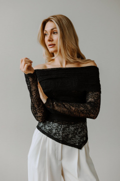 Джемпер, шарф AEQU 220002-black - фото 4