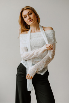 Джемпер, шарф AEQU 220002-white - фото 1