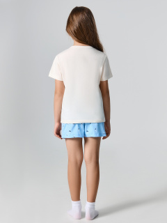 Футболка, шорты Mark Formelle 567727/25-39550ПП-0 молочный_цветы_на_голубой_полоске_3_сл_на_пол - фото 3